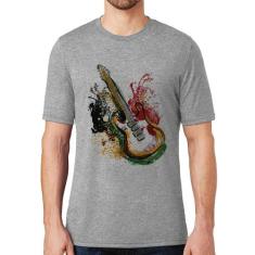Camiseta Guitarra Reggae - Foca na Moda, Cinza, P