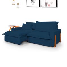 Sofá Retrátil Reclinável Davi Com Molas Ensacadas No Assento Tecido Azul Marinho 1,90m