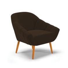 Poltrona Giovana Suede Marrom Pés Palito Castanho - D'Rossi