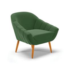 Poltrona Giovana Suede Verde Pés Palito Castanho - D'Rossi
