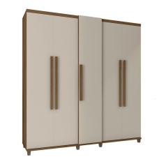 Guarda Roupa Casal 5 Portas Cinamomo Off White 3 Gavetas Toyota MDP MDF RV Móveis