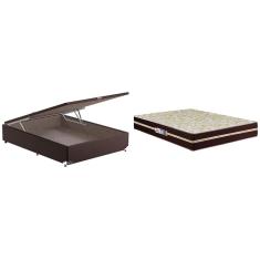 Cama Box de Casal Hellen Millenium Espuma D33 com Box Baú Probel Universal 59x138x188cm - Marrom/Bege
