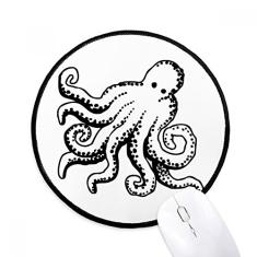 DIYthinker Tapete de mouse com ilustração de desenho animado polvo vida marinha desktop escritório tapete redondo para computador