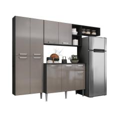 Armário de Cozinha Compacta Multimóveis Pequim Sun FG3000 Preta/Lacca Fumê