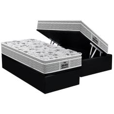 Cama Box Baú Solteiro: Colchão Espuma Probel D45 / EP Guarda Costas PróExtreme Plus + Base CRC Suede Black(88x188)