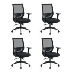 Kit 4 Cadeiras para Escritório Diretor com Nr17 Genebra Preto
