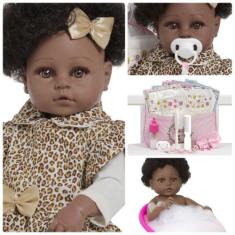Boneca Tipo Reborn Diva Fofinha Conjunto Oncinha Pode Banho - Cegonha 