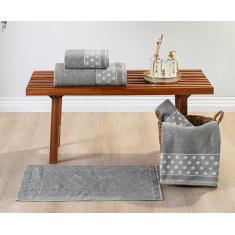 Jogo De Banho Toalhas 100% Algodão Felpuda Petit Poá 5 Peças - Bia Enx