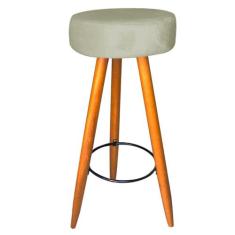 Kit 03 Banqueta Alta Flora Pés Palito em Madeira Caramelo  Bar Bistrô 