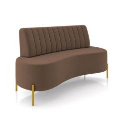 Sofá 2 Lugares Living 135cm Pé Ferro Dourado Maraú Veludo Marrom K01 -