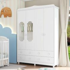 Guarda Roupa Infantil 4 Portas 4 Gavetas mdf Noah Móveis Peroba