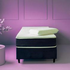 Cama Box com Colchão Viúva Macio Mola Ensacada e Travesseiro Soft Nasa