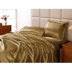 Jogo de lençol cetim casal 4 peças cama box seda varias cores - Hp enx