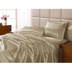 Jogo de lençol cetim casal 4 peças cama box seda varias cores - Hp enx