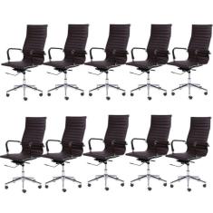 Kit 10 Cadeiras para Escritório Presidente Esteirinha com Relax Sintético 3301 OR Design Café