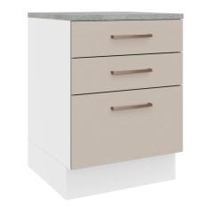 Balcão 60 Cm 3 Gavetas Agata Madesa Branco/crema