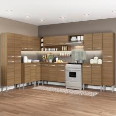 Cozinha Completa de Canto Reto Madesa Emilly Big com Armário e Balcão 21 Portas 1 Gaveta