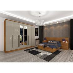 Guarda Roupa Casal com Espelho 6 Portas 8 Gavetas 270cm Sevilla