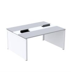 Mesa de Plataforma Dupla para 2 Pessoas Corporativa 140x120/2p Cinza/Branco