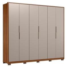 Guarda Roupa Casal Atrice 6 Portas Nogueira Nude Prime TX com Pés Demóbile – Demartêz