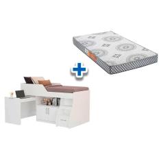 Colchão Pérola Polar + Cama Multifunção Bianca II Branco