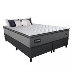 Cama Box King 193cm Molas Ensacadas Texas 2CEN Gazin - Grafite/Preto
