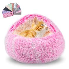 FORMYCATIE Camas para gatos em ambientes internos, caverna de gatos para filhotes e gatinhos, cama calmante para cães pequenos com caverna coberta, aconchegante, quente, fofo, lavável, antiderrapante,