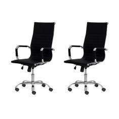 Kit 2 Cadeiras Escritório Stripes Presidente Preta Giratória - Waw Des