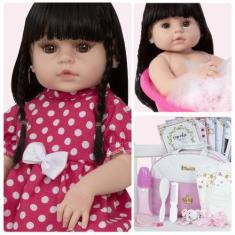 Boneca Reborn Princesa Morena Linda Corpo de Vinil 20 Itens - Cegonha 