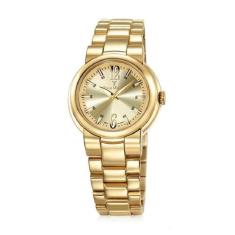 Relógio Jean Vernier Caixa Pulseira Aço 10ATM Vidro Cristal, Dourado
