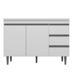 Balcão De Cozinha Andréia Com Tampo 120 Cm Branco - Ajl - AJL MÓVEIS