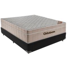 Cama Box Preto e Colchão Airtech  Molas Ensacadas Casal Ortobom
