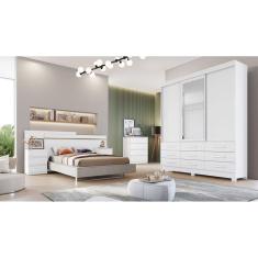 Guarda Roupa Solteiro com Espelho 3 Portas 9 Gavetas - Capri-Branco - Móveis Novo Horizonte