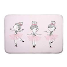 Tapete Infantil Rosa Bailarina Porta De Entrada Emborrachado - Novadec