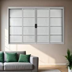Janela de Aço de Correr 100x100cm 4 Folhas com Grade Minas Sul MGM