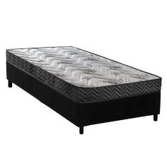 Cama Box Solteiro: Colchão Espuma D45 Paropas Pasquale Wave Black + Base CRC Suede Black (78x188)