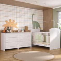 Berço para Colchão 130 x 60cm com Cômoda Ana Lívia Multimóveis Mp4291 Branco