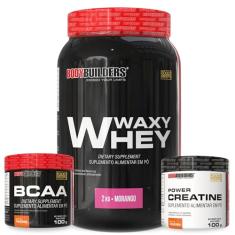 Kit Waxy Whey Morango 2kg + BCAA 4,5 100g + Power Creatina 100g – Bodybuilders