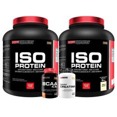 KIT 2x Whey Protein Iso Protein 2kg + Creatina 100g + BCAA 100g - Bodybuilders-Unissex