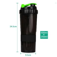 Garrafa Coqueteleira Gold Sports Big 750ml organizador de comprimidos e proteína em pó-Unissex