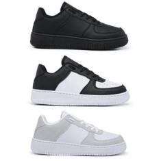 Kit 3 Pares Tênis Sneakers Casual Feminino Moda Blogueira Lindos e Confortáveis-Feminino