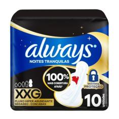 Always Noites Tranquilas Suave, Absorvente Tamanho XXG, 10 Unidades