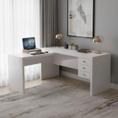 Escrivaninha Mesa Escritório em L com Me4106 3 Gavetas 154,8cm - Tecno