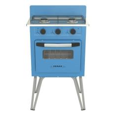 Fogao a Gas 2 Bocas com Forno Venax Gemini Vetro Azul, Azul