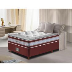 Conjunto Cama Box Solteiro de Molas Ensacadas D33 com Pillow TOP Cama inBox Select 88x188x71 Vinho