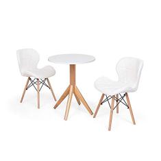 Conjunto Mesa de Jantar Maitê 60cm Branca com 2 Cadeiras Eames Eiffel Slim - Branca