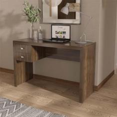 Mesa Escrivaninha para Escritório com 2 Gavetas 117x46,5cm Nogal