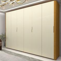 Guarda-roupa Casal 6 Portas com Pés Innova Naturale/Off White