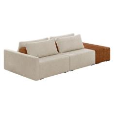 Sofá Ilha 2 Lugares Living 272cm Modulado Lary Bouclê K01 Cor Bege