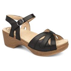 Dansko Women's Season Flat Sandal, Black Full Grain, 38 EU/7.5-8 M US